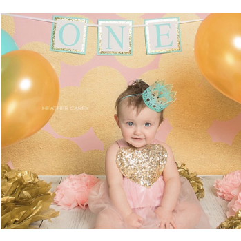 Belle Threads Heart Romper birthday pink gold